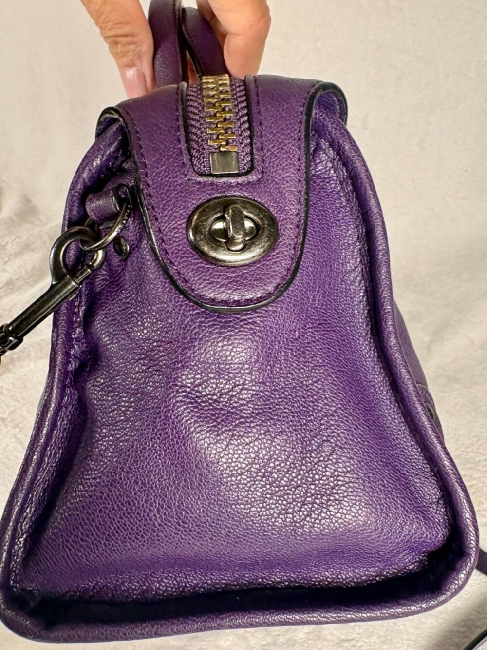 Coach Rhyder 24 Satchel in Deep Plum/Purple with Charm - Picture 5 of 15